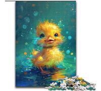 Puzzle 1000 pièces en Bois représentant Un Mignon Petit Canard Jaune, Jeu Familial interactif, pour Les fêtes, Jeu d'activités familiales 50x75cm, activité de soirée captivante en Famille