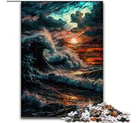 Puzzle 1000 pièces en Bois représentant Un océan orageux, Niveau débutant, idéal pour Les Anniversaires et Les fêtes, 50x75cm, activité Adulte et familiale, décoration d'intérieur à Faire soi-même.