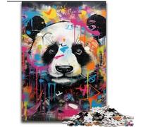 Puzzle 1000 pièces en Bois représentant Un Panda Roux, Art Graffiti, Niveau débutant, idéal pour Les Anniversaires et Les fêtes, 50x75cm, pour Un Jeu interactif en Famille.