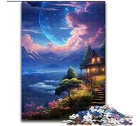 Puzzle 1000 pièces en Bois représentant Un Paysage Extraterrestre coloré, idée Cadeau Unique de décoration DIY 50x75cm pour Adolescents et familles, décoration DIY Parfaite et défi cérébral
