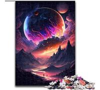 Puzzle 1000 pièces en Bois représentant Un Paysage Fantastique,idéal pour Les Anniversaires,Noël et Halloween,idéal pour la décoration intérieure,l'entraînement cérébral et Les fêtes de Fin d'année