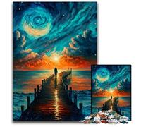 Puzzle 1000 pièces en Bois représentant Un Pont vers l'océan, Jeu interactif pour Toute la Famille, pour Les fêtes, 50x75cm/19,68x29,52 Pouces