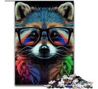 Puzzle 1000 pièces en Bois représentant Un Raton Laveur, Un Puzzle Animalier Pop Art, Un Casse-tête Stimulant pour Les Adolescents, Une soirée de Jeux en Famille Amusante, 1000 pièces(50x75cm)