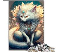 Puzzle 1000 pièces en Bois représentant Un Renard Blanc coloré et Fantastique pour Les Parents, Les Amoureux et Les Amis à partir de 14 Ans 50x75cm Activité de Jeu familiale captivante