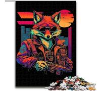 Puzzle 1000 pièces en Bois représentant Un Renard Roux, Affiche de Gangster Décoration idéale pour la Maison ou Le Bureau pour Noël 50x75cm Décoration Artistique Cadeau d'anniversaire