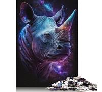 Puzzle 1000 pièces en Bois représentant Un rhinocéros Galactique, idéal pour l'éducation familiale, idéal pour Noël ou Un Anniversaire (75 x 50 cm).