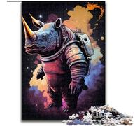 Puzzle 1000 pièces en Bois représentant Un rhinocéros, pour Les Parents, Les Amoureux et Les Amis à partir de 14 Ans 50x75cm. Activité ludique et captivante pour Une soirée en Famille.