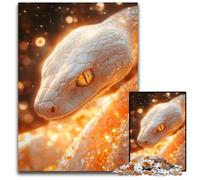 Puzzle 1000 pièces en Bois représentant Un Serpent Blanc en Gros Plan idéal pour Les Adolescents (38 x 26 cm).
