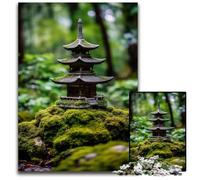 Puzzle 1000 pièces en Bois représentant Un Temple Zen Japonais idéal comme Cadeau d'anniversaire pour Adultes. Jeu Stimulant pour Le Cerveau (38 x 26 cm).