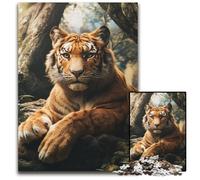 Puzzle 1000 pièces en Bois représentant Un Tigre de la forêt, idéal pour Les Jeux, Les Jouets et Les Cadeaux, pour sublimer l'amour Entre Couples à partir de 14 Ans, 50x75cm