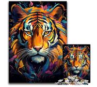 Puzzle 1000 pièces en Bois représentant Un Tigre Exotique Peinture féroce pour Adultes activités Amusantes à la Maison Cadeau danniversaire Cadeau de Voyage 1000 pièces (38 x 26 cm)