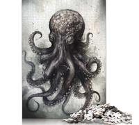 Puzzle 1000 pièces en Bois représentant Une Belle Pieuvre à l'aquarelle, idéal pour Les Adolescents et Les Adultes. Puzzles en Bois pour Le Plaisir de la Famille. Puzzles 1000 pièces (75 x 50 cm).