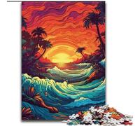 Puzzle 1000 pièces en Bois représentant Une Belle Vague, décoration d'intérieur à Faire soi-même, Jeu de réflexion pour Adolescents (Taille 26x38cm)