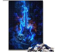 Puzzle 1000 pièces en Bois représentant Une Guitare en Flammes, idéal comme Cadeau de Noël ou de Nouvel an, idéal pour Les fêtes de Fin d'année 50x75cm pour Un Anniversaire, Noël ou Halloween.
