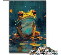 Puzzle 1000 pièces en Bois représentant Une Jolie Petite Grenouille Jaune, idéal pour décorer Un Bureau, Une Chambre ou Un Salon(50x75cm)
