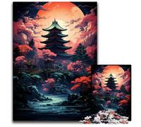 Puzzle 1000 pièces en Bois représentant Une pagode Japonaise Fantastique idéal pour Les Adolescents pour créer des Liens familiaux et pour décorer la Maison 1000 pièces (75 x 50 cm)