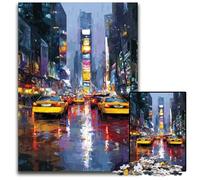 Puzzle 1000 pièces en Bois représentant Une scène de Rue à New York, idéal pour la décoration de la Maison, idéal pour Les soirées Jeux 50x75cm