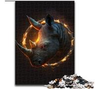 Puzzle 1000 pièces en Bois représentant Une tête de rhinocéros de feu, Un Casse-tête Stimulant pour Les Adolescents, Une soirée de Jeux en Famille Amusante(1000 pièces, 50x75cm)