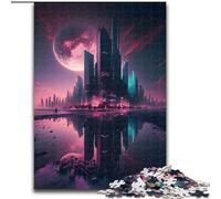 Puzzle 1000 pièces en Bois représentant Une Ville futuriste, Jeu interactif Familial, Jeu éducatif, 1000 pièces(50x75cm)
