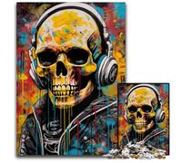 Puzzle 1000 pièces en Carton avec Motif tête de Mort et Graffiti pour Adultes, idéal pour Les Amoureux, idéal pour Noël, Le Nouvel an ou la Saint-Valentin, 26x38cm/10,23x14,96 Pouces