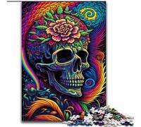 Puzzle 1000 pièces en Carton avec tête de Mort colorée, Jeu interactif Familial, défi cérébral, Jouet éducatif, Taille 38x26cm