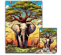 Puzzle 1000 pièces en Carton coloré représentant Un éléphant. Détente et défi. Décoration d'intérieur colorée pour Vos Amis 26x38cm / 10,23x14,96 Pouces.