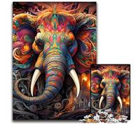 Puzzle 1000 pièces en Carton coloré représentant Un éléphant. Détente et défi. Décoration d'intérieur colorée pour Vos Amis 26x38cm / 10,23x14,96 Pouces.