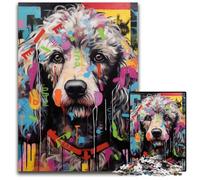 Puzzle 1000 pièces en Carton Motif Caniche Graffiti pour Adultes, Casse-tête Stimulant et Jouet Relaxant pour Adolescents 26x38cm / 10,23x14,96 Pouces