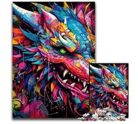 Puzzle 1000 pièces en Carton Motif Dinosaures et Graffitis, idéal pour se détendre et se Mettre au défi, décoration d'intérieur colorée, pour Les Amis 26x38cm / 10,23x14,96 Pouces