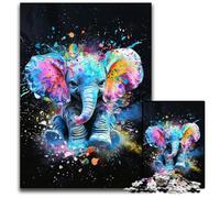 Puzzle 1000 pièces en Carton représentant des bébés éléphants colorés. Un Casse-tête Stimulant, Une activité familiale, Une décoration intérieure, Un Cadeau de Noël. 26x38cm/10,23x14,96 Pouces.