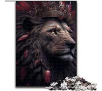 Puzzle 1000 pièces en Carton représentant Le Roi Lion Noir ou Le Lion Rouge. Un Casse-tête Stimulant pour Les Adolescents, Une soirée de Jeux en Famille Amusante, Taille 38x26cm.