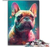 Puzzle 1000 pièces en Carton représentant Un Bouledogue français, idéal pour la décoration de la Maison, idéal comme Cadeau de Noël ou de Nouvel an pour Les Adolescents, Taille 38x26cm.