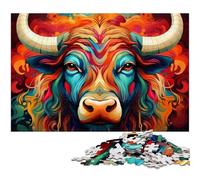 Puzzle 1000 pièces en carton représentant un buffle,idéal pour les adultes. Un casse-tête stimulant à faire soi-même,idéal pour un jeu familial ou comme cadeau décoratif. 26x38cm / 10,23x14,96 pouces.