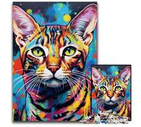 Puzzle 1000 pièces en Carton représentant Un Chat du Bengale, idéal pour Les Adolescents et Les Adultes, idéal comme Cadeau d'anniversaire ou de Vacances 26x38cm / 10,23x14,96 Pouces.