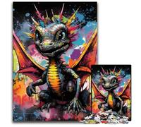 Puzzle 1000 pièces en Carton représentant Un Dragon Volant, Peinture Graffiti, pour Adultes et Adolescents, idéal comme Cadeau d'anniversaire ou de Vacances, 26x38cm / 10,23x14,96 Pouces