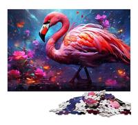 Puzzle 1000 pièces en Carton représentant Un Flamant Rose psychédélique, idéal pour décorer et stimuler Le Cerveau, idéal pour Adultes, 26x38cm / 10,23x14,96 Pouces