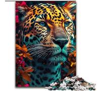 Puzzle 1000 pièces en Carton représentant Un Jaguar Orange en Gros Plan, pour Adultes, Taille 38x26cm, idéal pour Une soirée de Jeux en Famille, décoration à Faire soi-même.