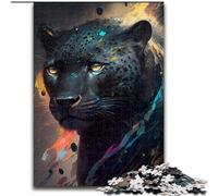 Puzzle 1000 pièces en Carton représentant Un léopard Noir, idéal pour la décoration de la Maison, idéal comme Cadeau de Noël ou de Nouvel an pour Les Adolescents, Taille 38x26cm.