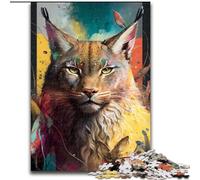 Puzzle 1000 pièces en Carton représentant Un Lynx, Jeu interactif Familial, Jeu éducatif, 1000 pièces(26x38cm)