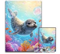Puzzle 1000 pièces en Carton représentant Un Phoque de l'océan, Jeux, Jouets, Cadeau, pour renforcer l'amour Entre Couples, à partir de 14 Ans, 26x38cm