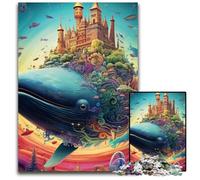 Puzzle 1000 pièces en Carton représentant Une Baleine Bleue colorée, idéal pour Les fêtes et la décoration intérieure, 26x38cm/10,23x14,96 Pouces