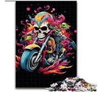 Puzzle 1000 pièces en Carton représentant Une Moto colorée représentant Un crâne, idéal pour Une soirée de Jeux en Famille ou pour Adultes, décoration à Faire soi-même, Taille 38x26cm
