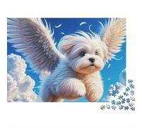 Puzzle 1000 pièces en Carton Robuste représentant Un Adorable Terrier ailé en Forme de cœur.Idéal pour se détendre,Jouer en Famille ou Entre Amis.Dimensions : 70 x 50 cm.