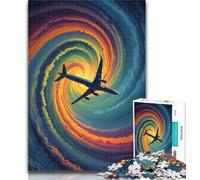Puzzle 1000 pièces en Forme d'avion coloré, Cadeau pour Adultes, avec Affiche et fiche de Questions Assorties, pour Les 14 Ans, 26x38cm