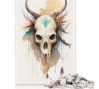 Puzzle 1000 pièces en forme de crâne de chaman pour adultes, adolescents, puzzles pour adultes, cadeaux de puzzle, 1000 pièces (75 x 50 cm)