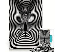 Puzzle 1000 pièces en Forme de Figurine Noire,Jeu d'illusion avec articulations Pointues,entraînement Mental Amusant,Jeu pour Passer Un Moment agréable,décoration Murale de Noël (38x26cm)