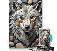 Puzzle 1000 pièces en mosaïque de Pierre représentant Une tête de Loup, idéal pour Les Adolescents Jeu de logique Simple et Amusant, découpe Parfaite, Cadeau d'anniversaire 50x75cm