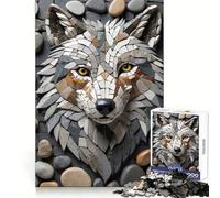 Puzzle 1000 pièces en mosaïque de Pierre représentant Une tête de Loup, idéal pour Les Adolescents Jeu de logique Simple et Amusant, découpe Parfaite, Cadeau d'anniversaire 50x75cm