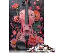 Puzzle 1000 pièces en Papier Motif Violon Floral pour Adultes et Adolescents (75 x 50 cm)