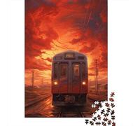 Puzzle 1000 pièces en Papier pour Adultes, Jeu éducatif, Jeu de défi, Voiture Roulant sous Le Coucher du Soleil, 1000 pièces (38 x 26 cm)